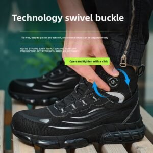 Puncture-resistant high-top work safety shoes