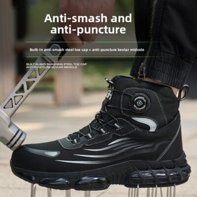 Puncture-resistant high-top work safety shoes
